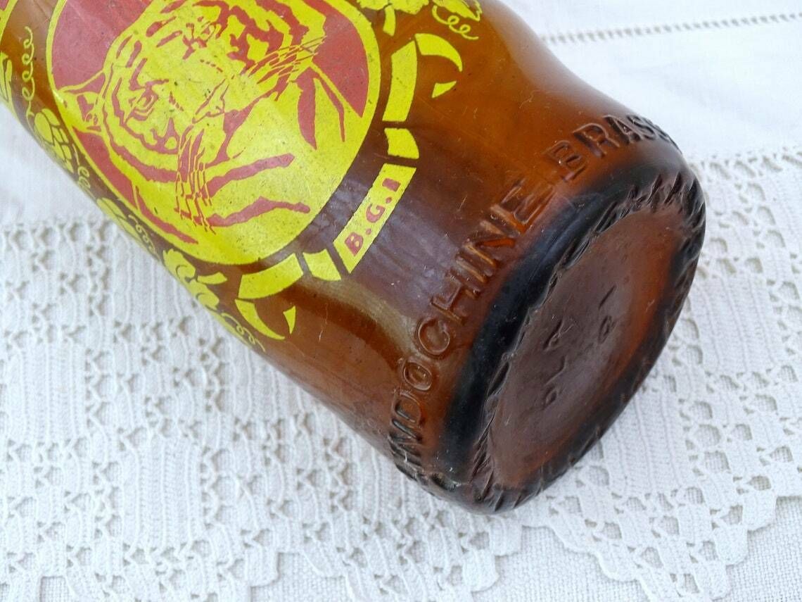 Vintage Zeldzame Gesmolten Bierfles Bière Larue Van Brasseries Et Glaciers De L'indochine – Retro Brouwerijcuriosity Uit Het Verre Oosten, Vietnamoorlog photo buy