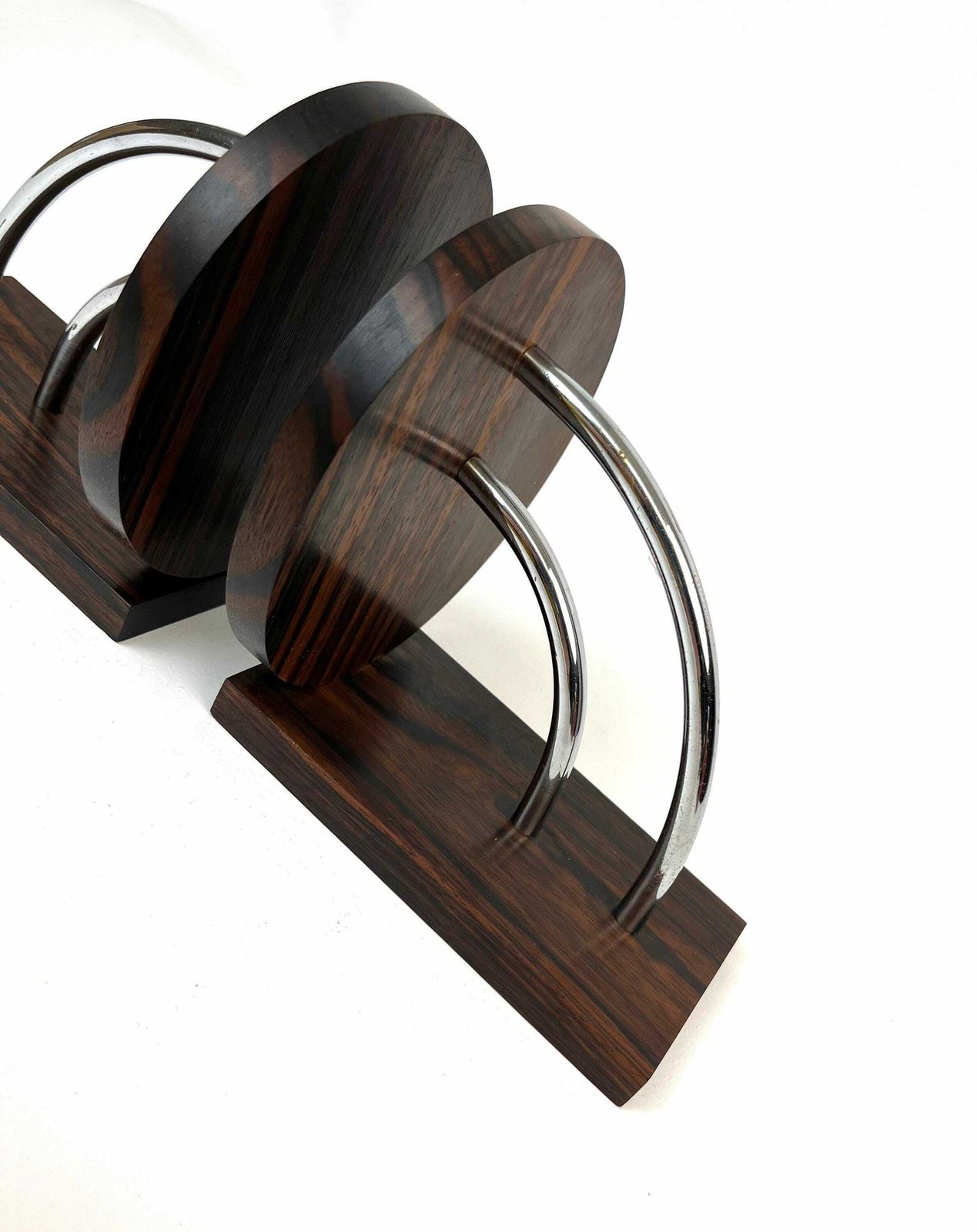 Stunning Bauhaus Art Deco Avantgarde Geometric Cubist Pair Rosewood Chrome Bookends photo Furniture