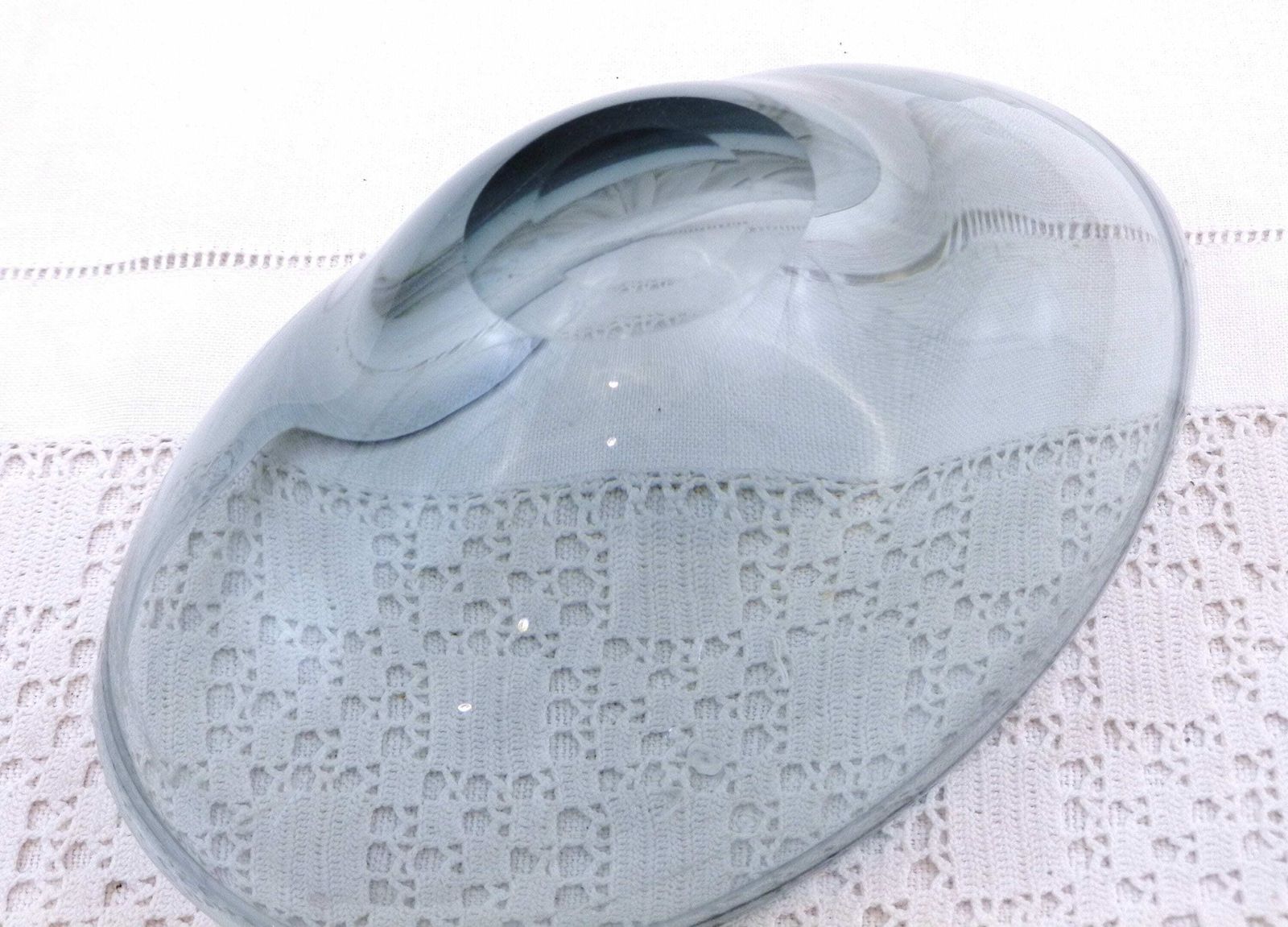 Vintage Mid Century Gray Glass Trinket Bowl In The Scadinavian Holmegaard Style, Retro 1960s Art Glass Vide Poche Dish, 60s Home Decor photo vintage
