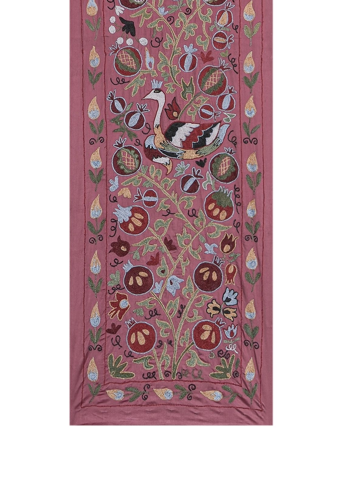 Handmade Pink Suzani Wall Hanging   Embroidered Floral And Bird Design Wall Decor 1'8'' X 6'1'' photo 250.0