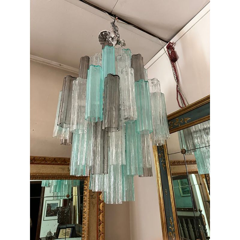 Green And Fumè "Tronchi" Murano Style Glass Chandelier photo buy