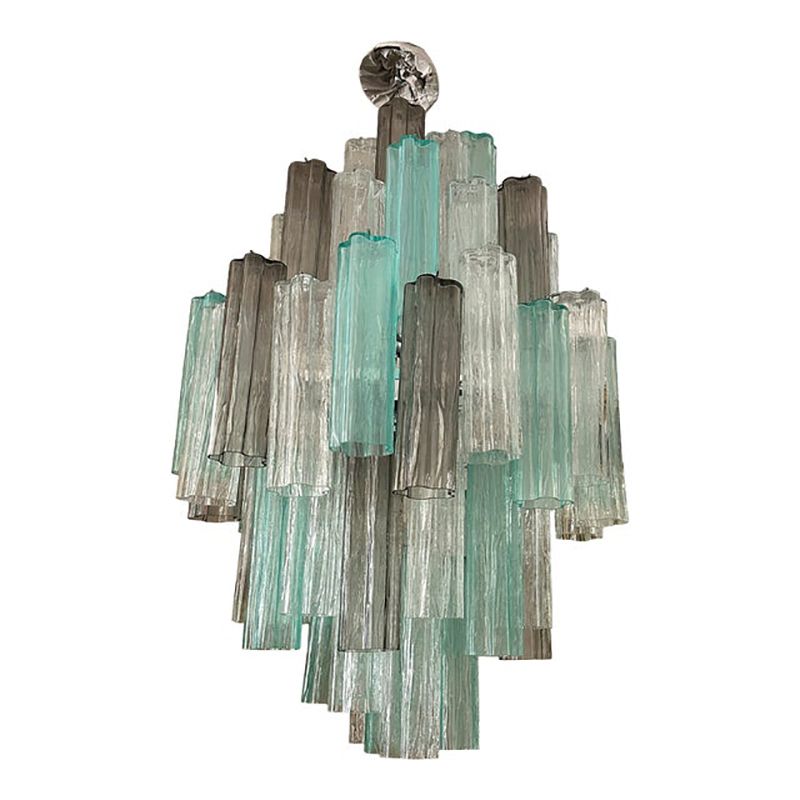 Green And Fumè "Tronchi" Murano Style Glass Chandelier