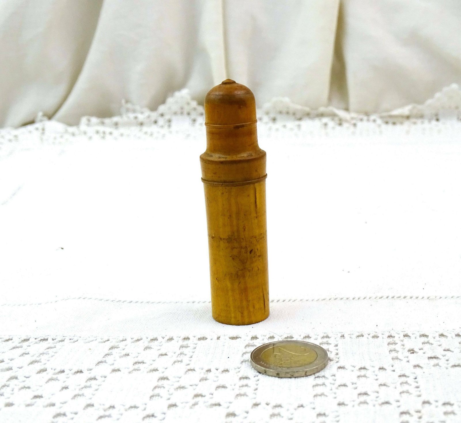 Antique French Turned Wooden Treen Small Bottle Holder, Vintage Victorian Perfume Bottle Case Made Of Wood From France, Retro Curio Box