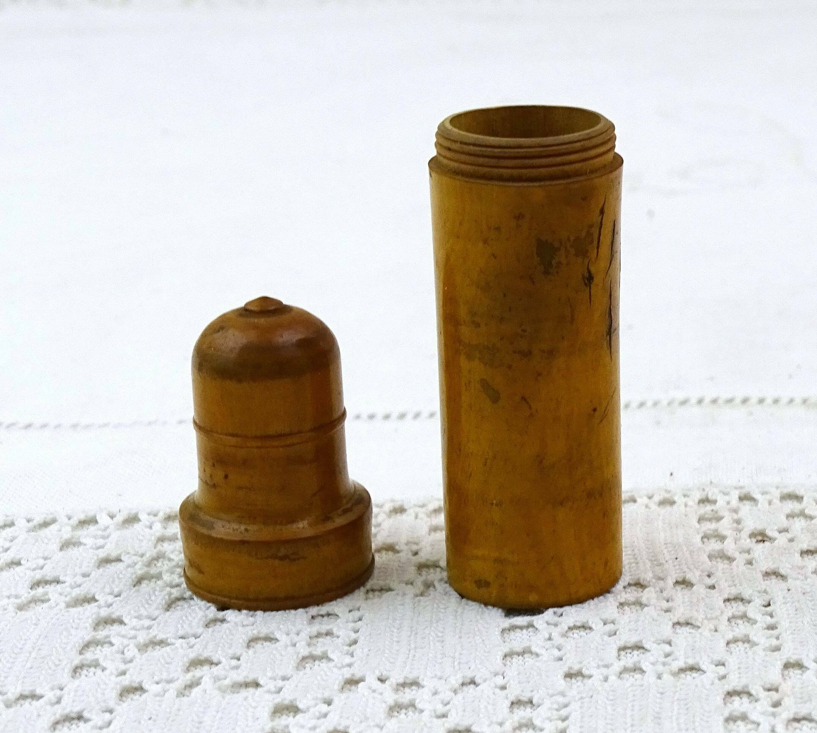Antique French Turned Wooden Treen Small Bottle Holder, Vintage Victorian Perfume Bottle Case Made Of Wood From France, Retro Curio Box photo furniture