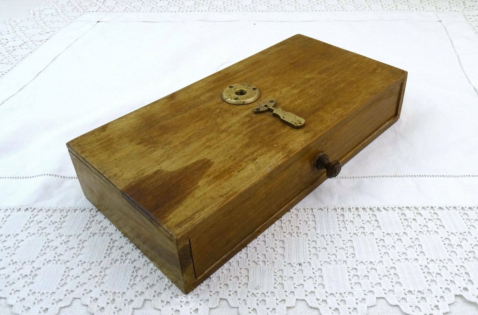 Antique French Brass Equal Arm Beam Balances With Wooden Draw, Vintage Apothecary And Analytical Scales From France, Old Style Gem Scale photo 153.0