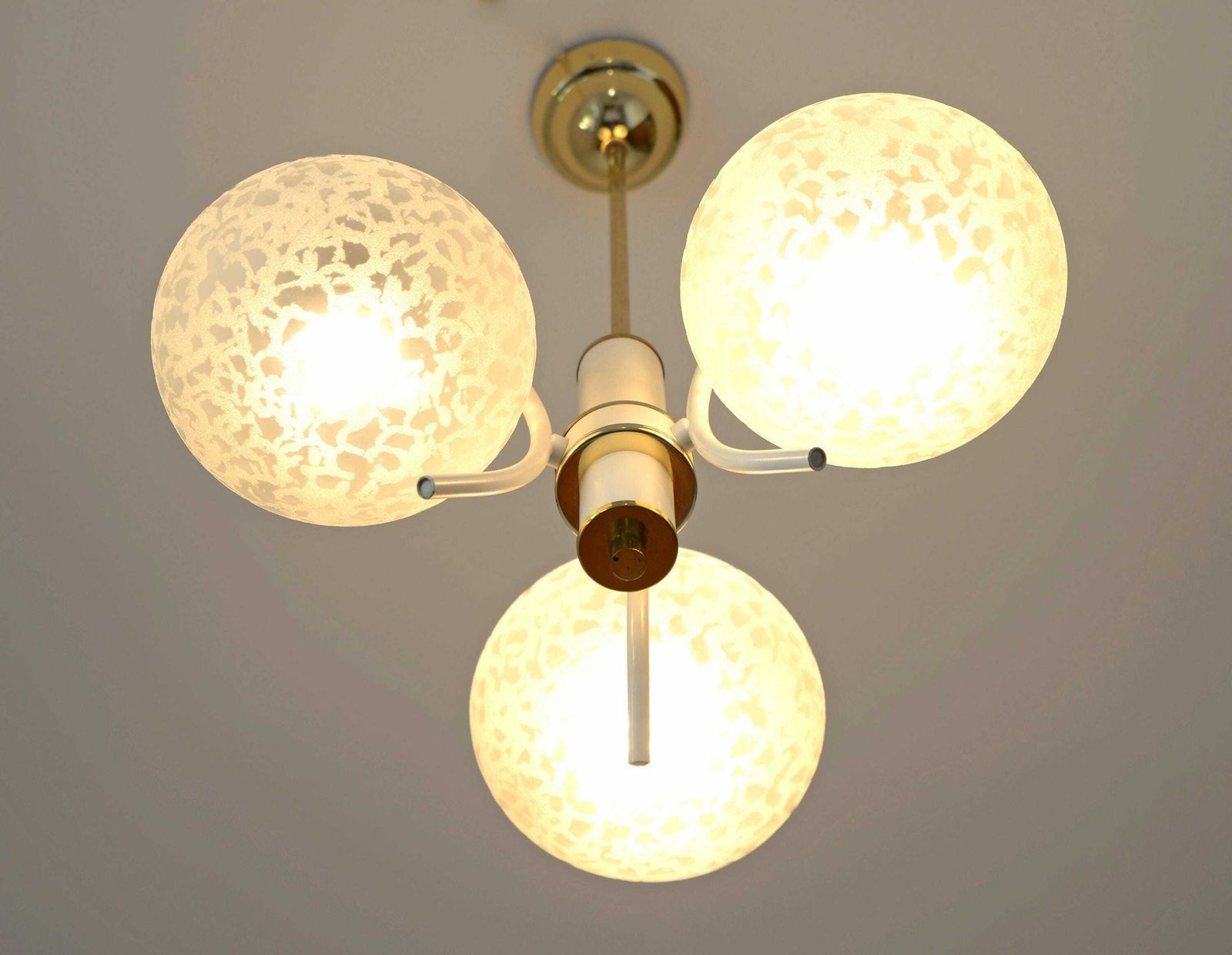 Vintage Ceiling Light / Chandelier / Mcm Sputnik / Pendant Lamp / Light Fixture / Yugoslavia 1970's / White Hanging Lamp / Retro Cool Lamp photo for sale