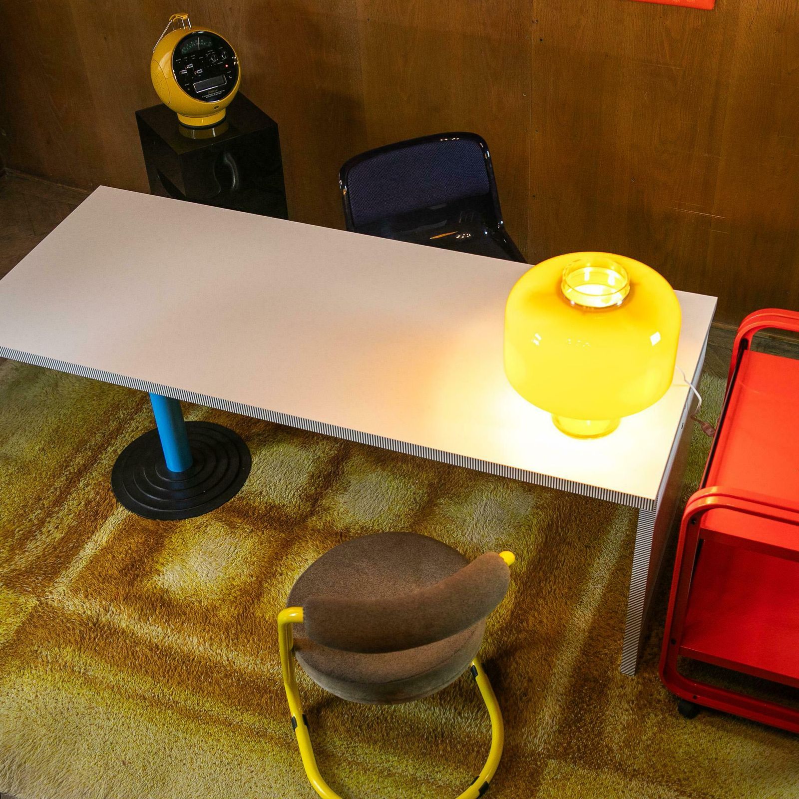 photo for sale Mid Century Modern White Blue Desk By Antonia Astori For Driade, Italy 1980s