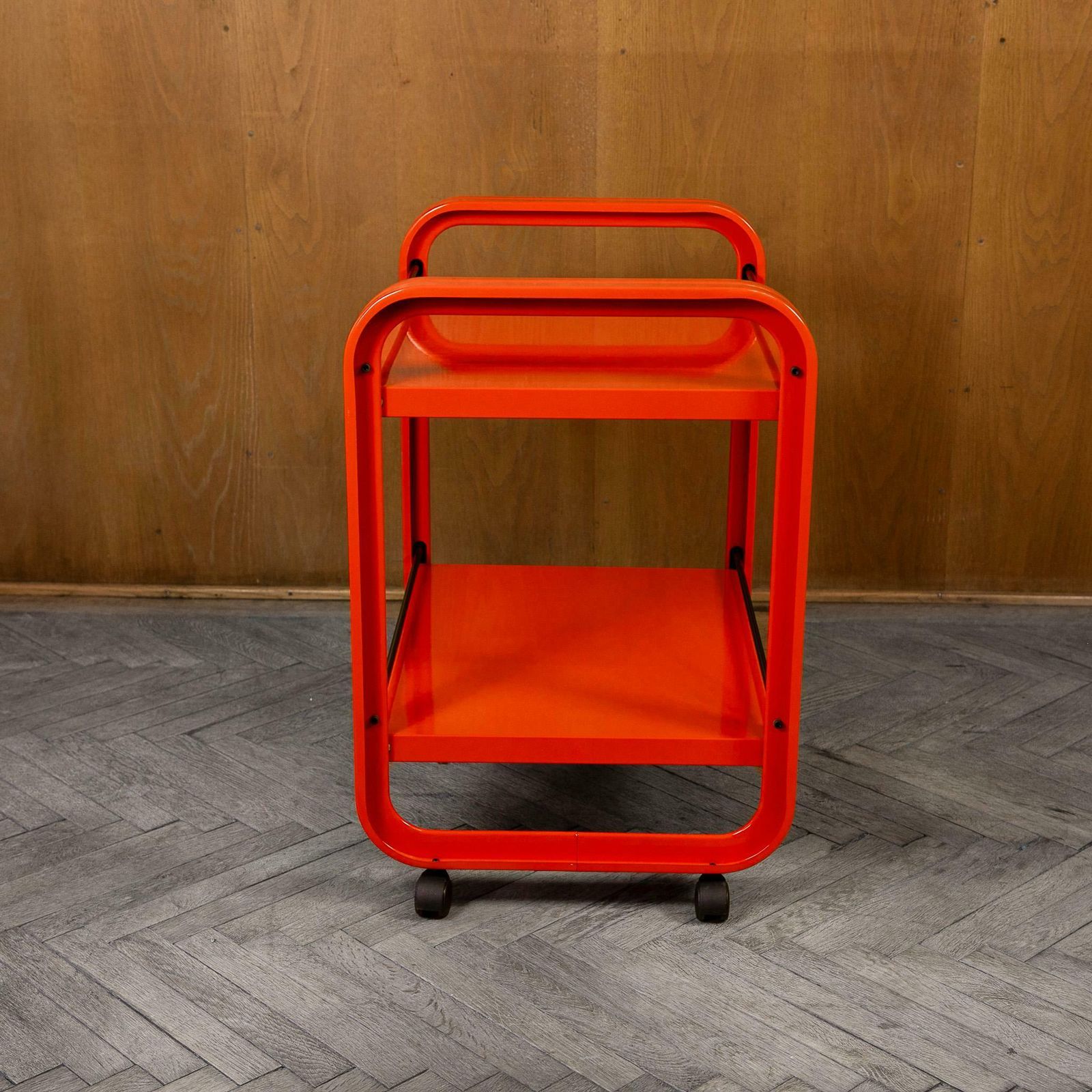 Postmodern Red Metal Trolley For Secco, Italy 1980s photo for sale