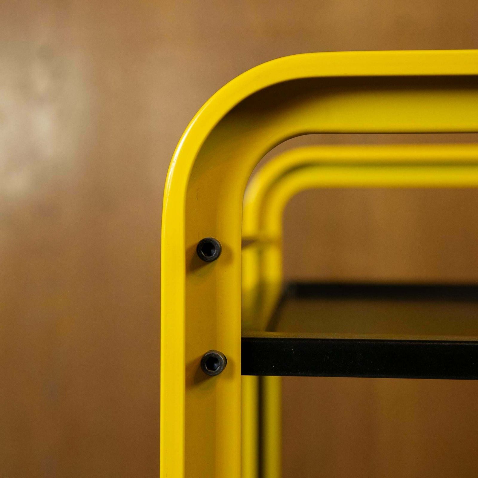 Postmodern Yellow Black Trolley On Castors By Secco, Italy 1980s photo vinterior