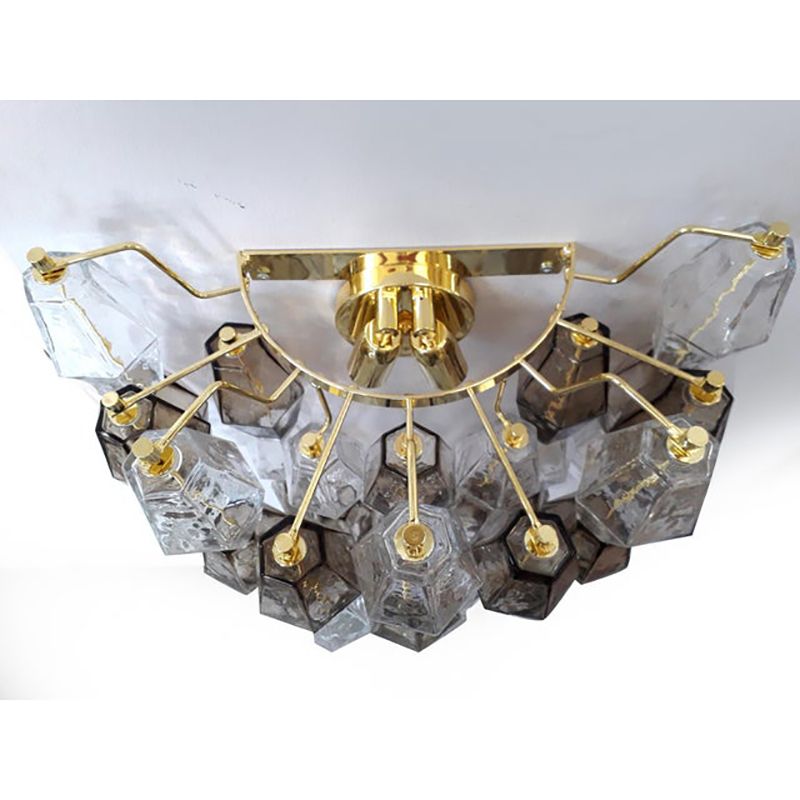 Set Of Two Contemporary Transpaernt And Fumè "Poliedro" Murano Glass Wall Sconces photo 9800.0