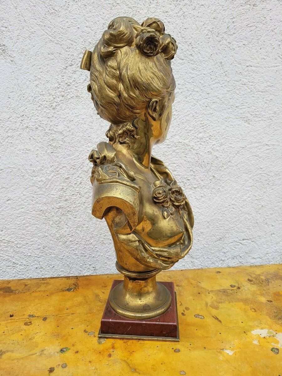 A Carrier, Bronze Bust Of A Woman, Signed, 19th Century photo for sale