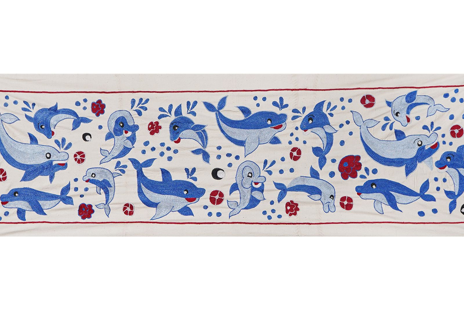 Suzani With Fish Design, Animal Pictorial Cotton On Cotton Suzani Wall Hanging Decor And  Runner 1'6'' X 4'6'' photo 150.0