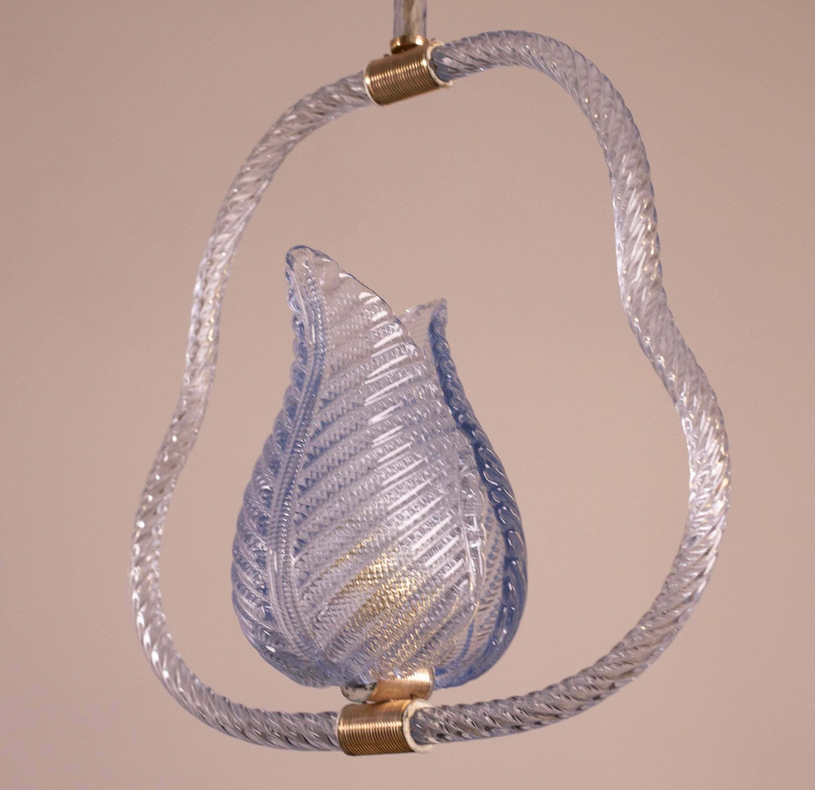photo vinterior Blu Murano Glass Chandelier By Barovier E Toso, 1950s