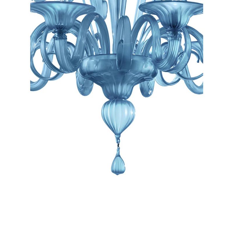 Contemporary Venetian Blue Satin Murano Glass Chandelier photo Lighting