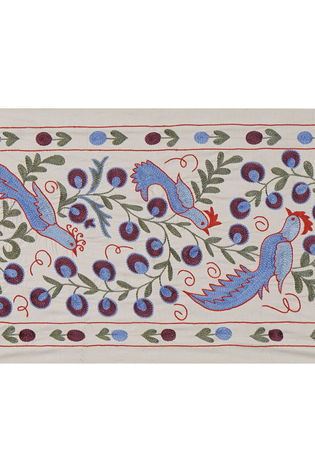 Bohemian Embroidered Bird Design Cotton Fabric – Decorative Home Accent Piece 1'6'' X 3'1'' photo furniture