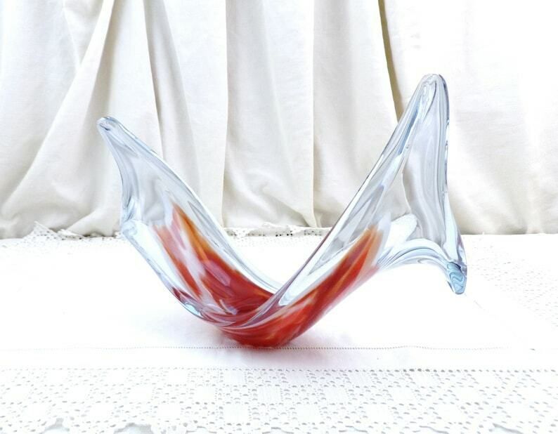 Vintage Mid Century Purple And Red Neodymium Alexandrite Art Glass Free Flowing Organic Table Sculpture / Bowl