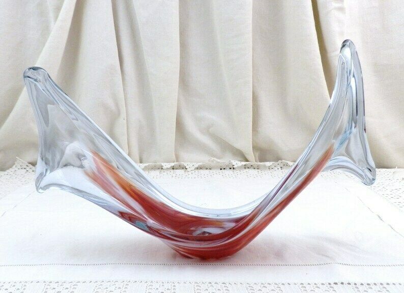 Vintage Mid Century Purple And Red Neodymium Alexandrite Art Glass Free Flowing Organic Table Sculpture / Bowl photo for sale