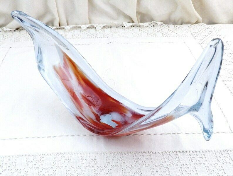 Vintage Mid Century Neodymium Alexandriet Kunstglas Tafelsculptuur / Schaal In Paars En Rood photo 66.0