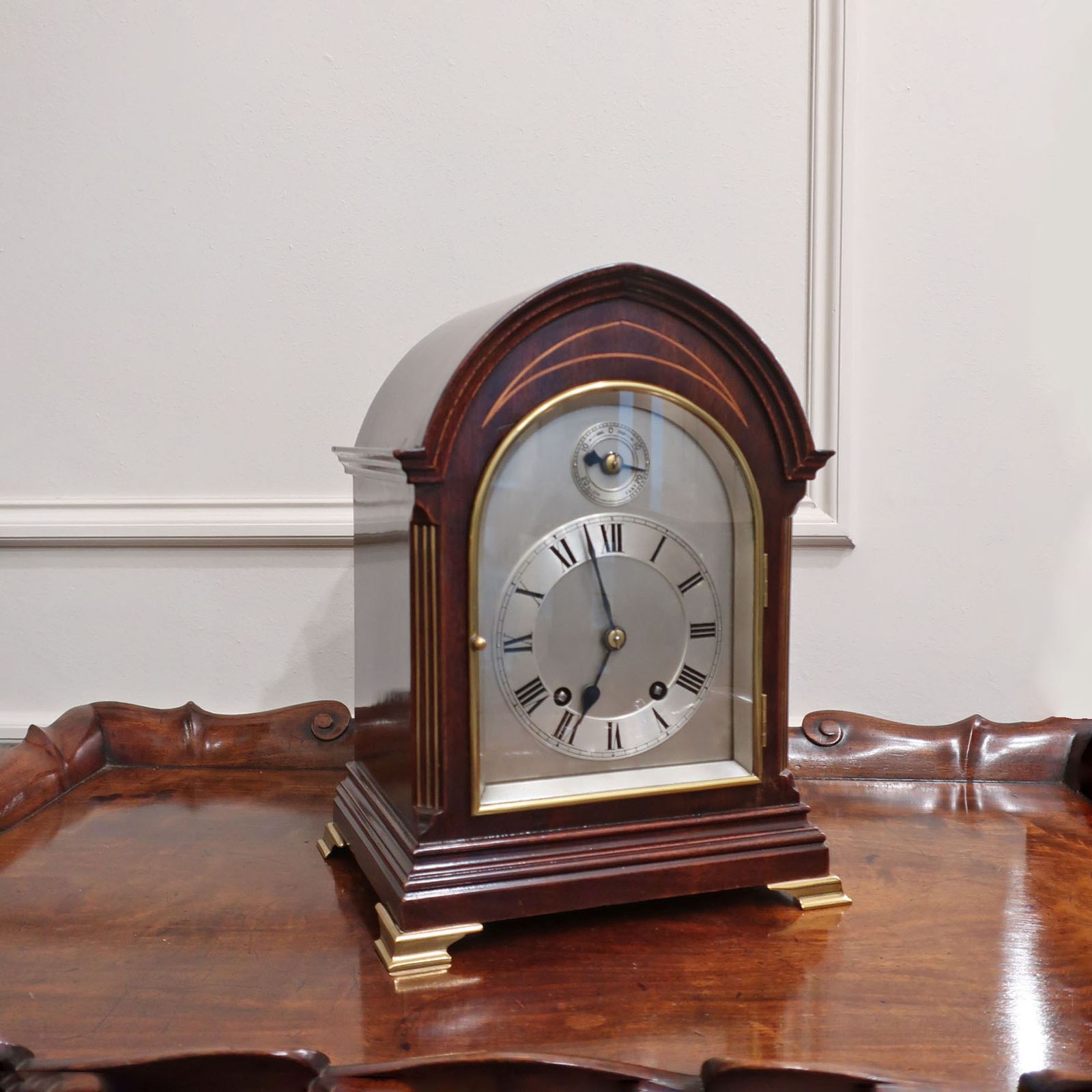 German Victorian Mahogany Ting Tang Mantel Clock By W&H photo for sale