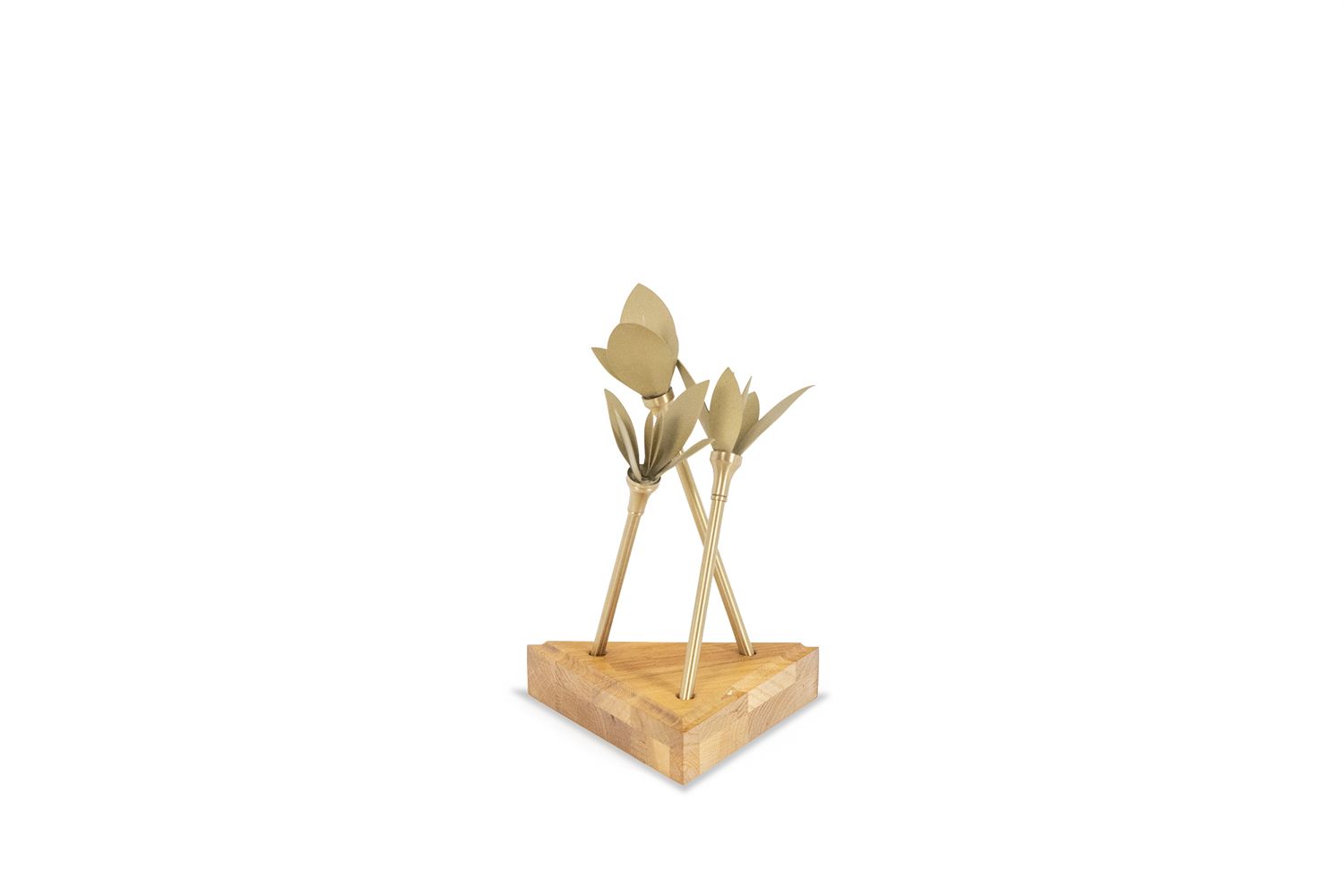 Napkin Holder In Matt Gold Brass With Its Wooden Base. Contemporary.