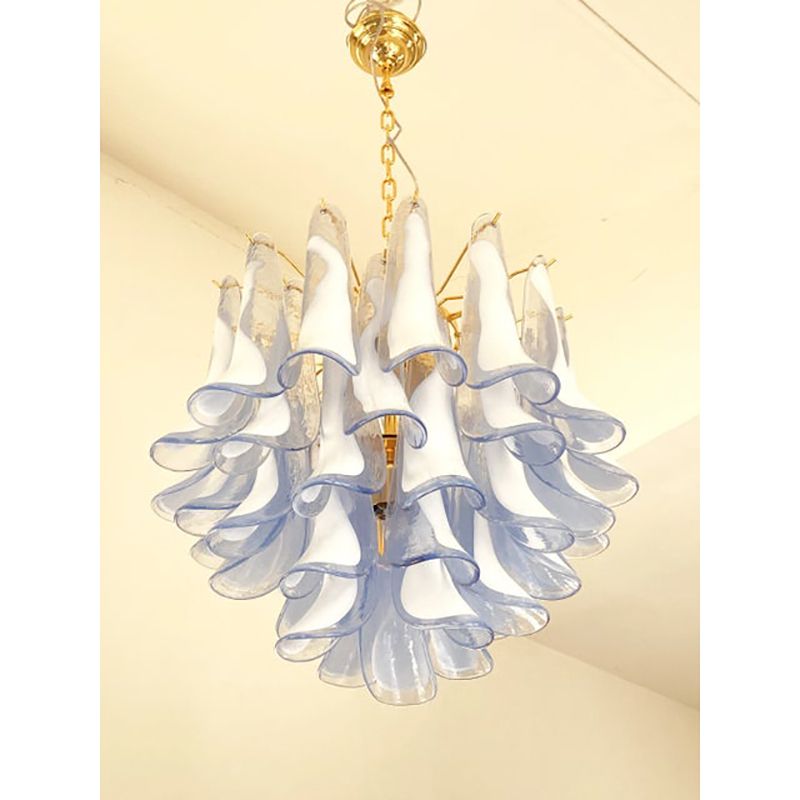 Blue “Selle Petali” Murano Style Glass Sputnik Chandelier photo for sale