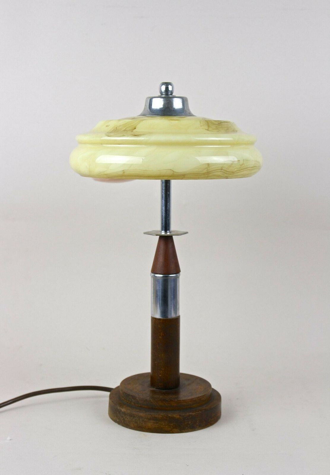 photo vintage Art Deco Table Lamp With Glass Lampshade, 20th Century, Austria Ca. 1930