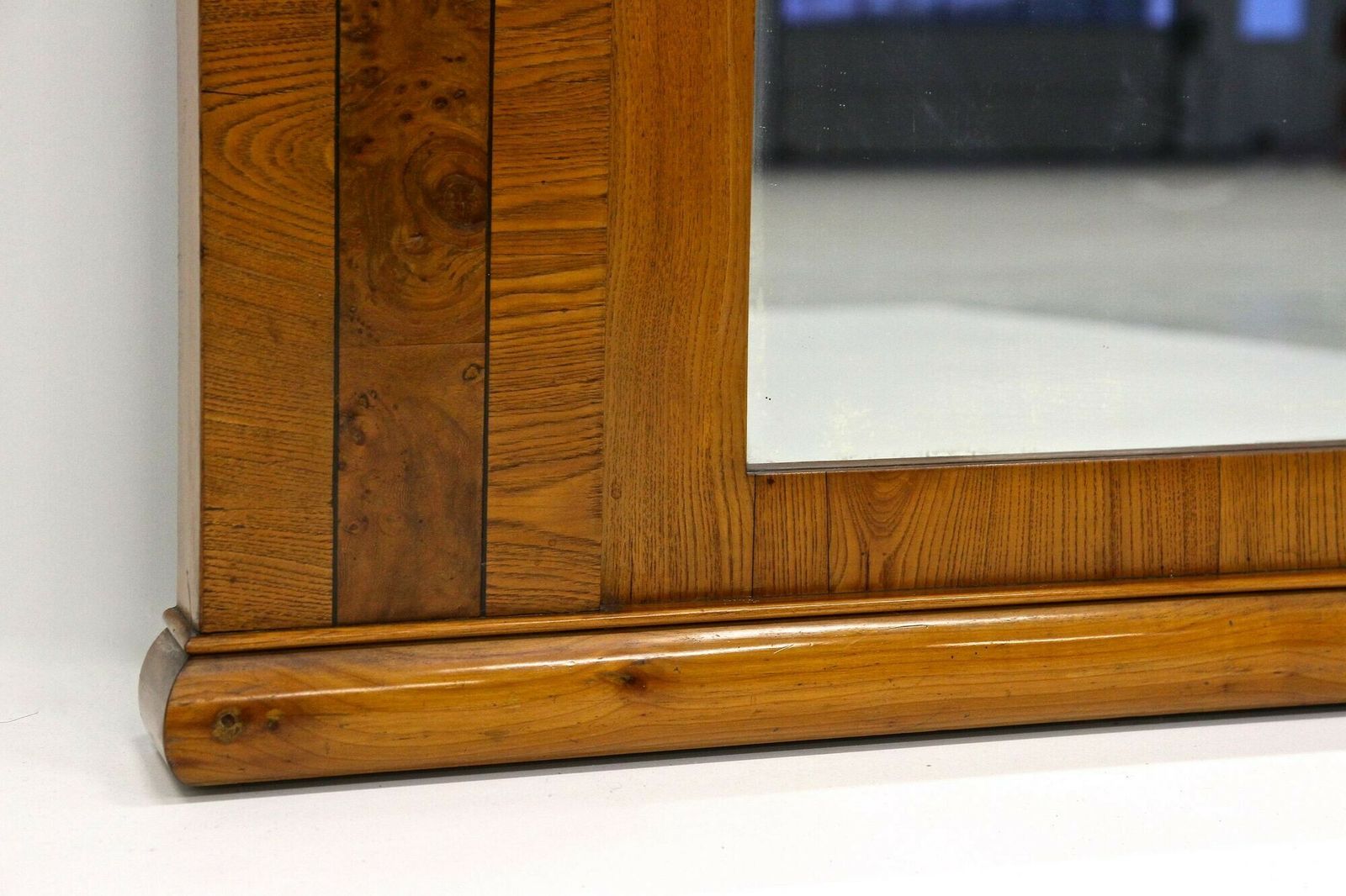 19th Century Biedermeier Wall Mirror, Ash/ Burr Walnut   Bohemia Ca. 1860 photo vintage