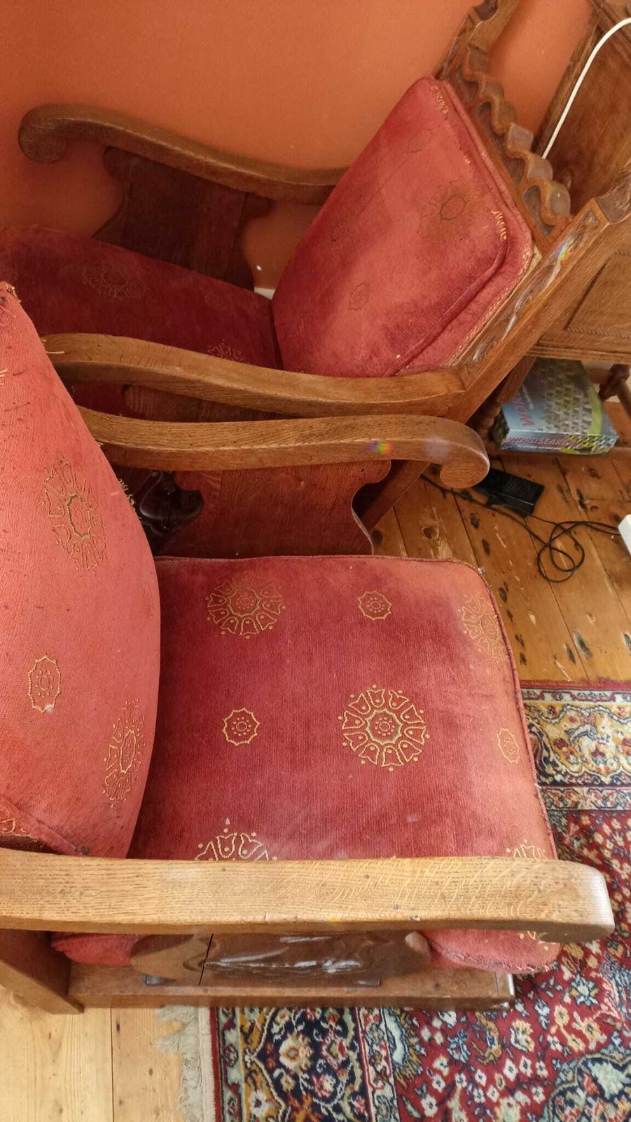 Pair Of Vintage Library Armchairs. Golden Oak. Restoration Project photo buy