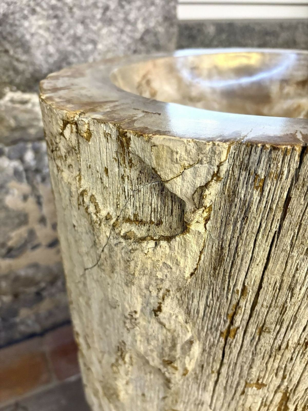 photo for sale Organic Modern Petrified Wood Pedestal Sink, Idn 2025