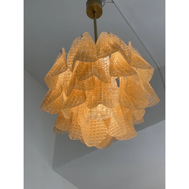 Contemporary Gold Graniglia “Rondine” Murano Style Glass Chandelier photo for sale