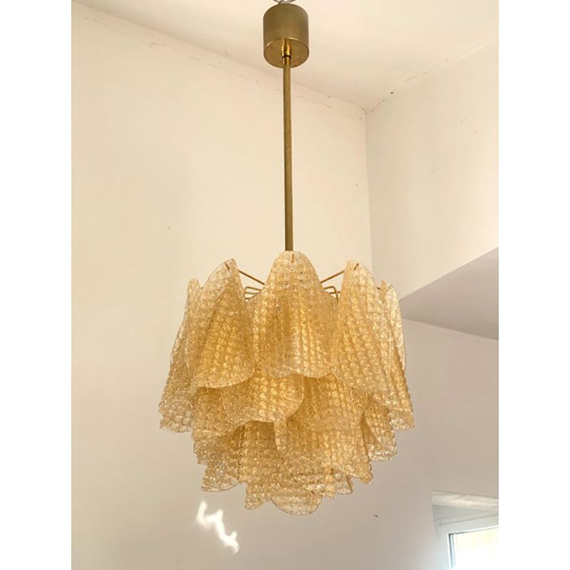 Contemporary Gold Graniglia “Rondine” Murano Style Glass Chandelier photo Lighting
