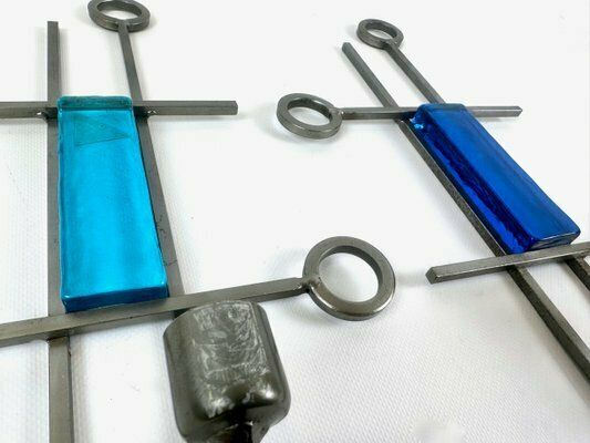 Danish Modernist Welded Iron Wall Candleholders From Ferro Art, 1970s, Set Of 2 photo vintage