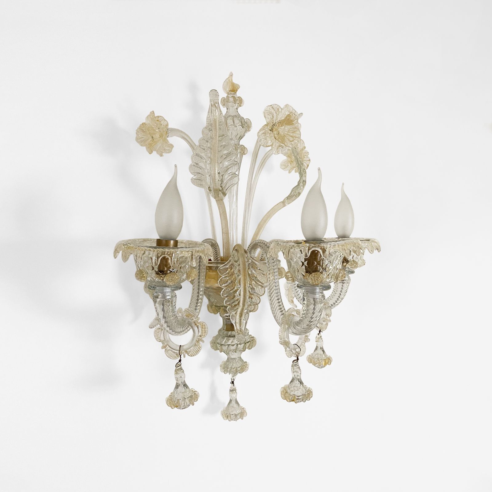 photo for sale Venetian Murano Glass Wall Chandelier Light Scone Vintage Gold