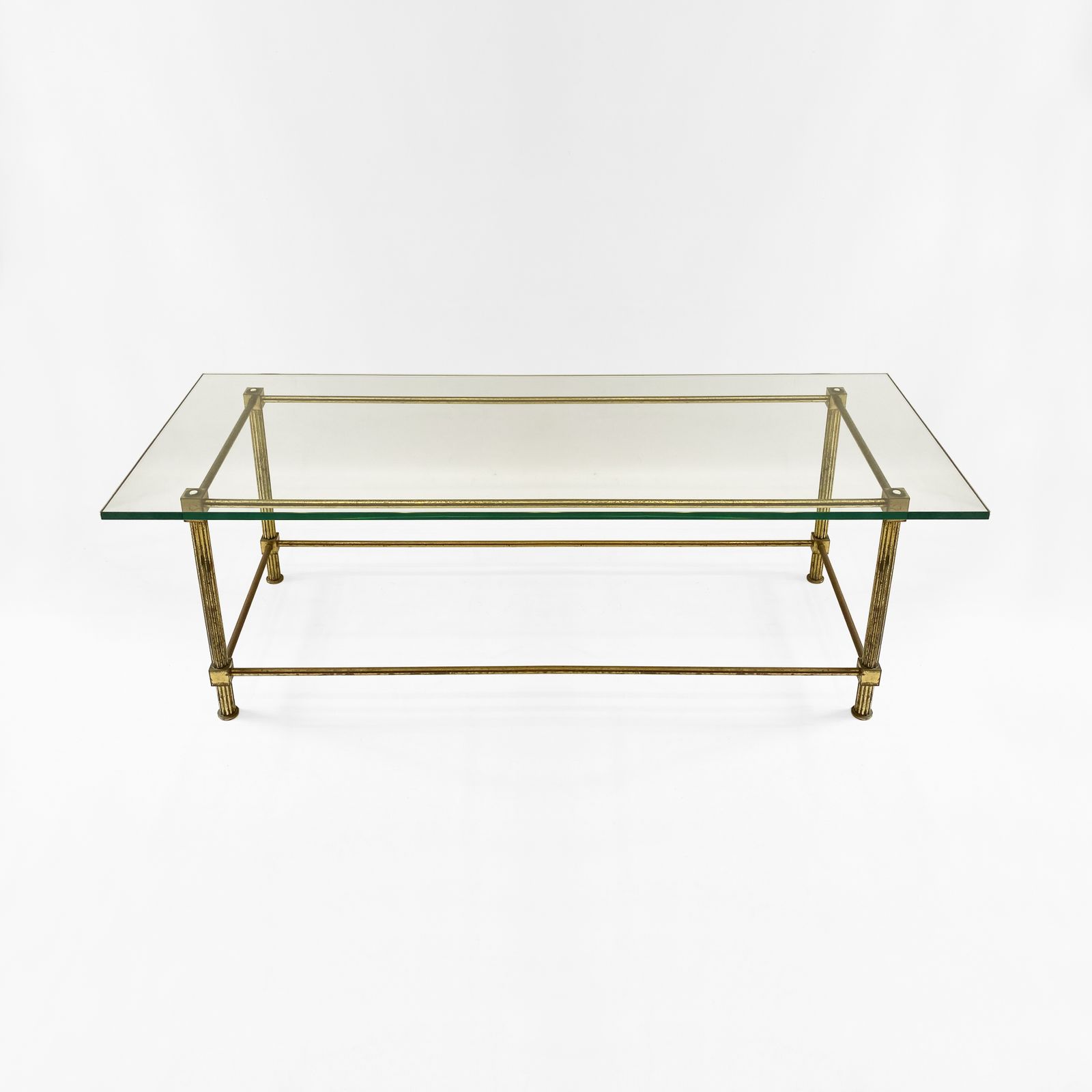 Aldo Tura Brass Coffee Table 1960s Midcentury Glass Neoclassical photo furniture
