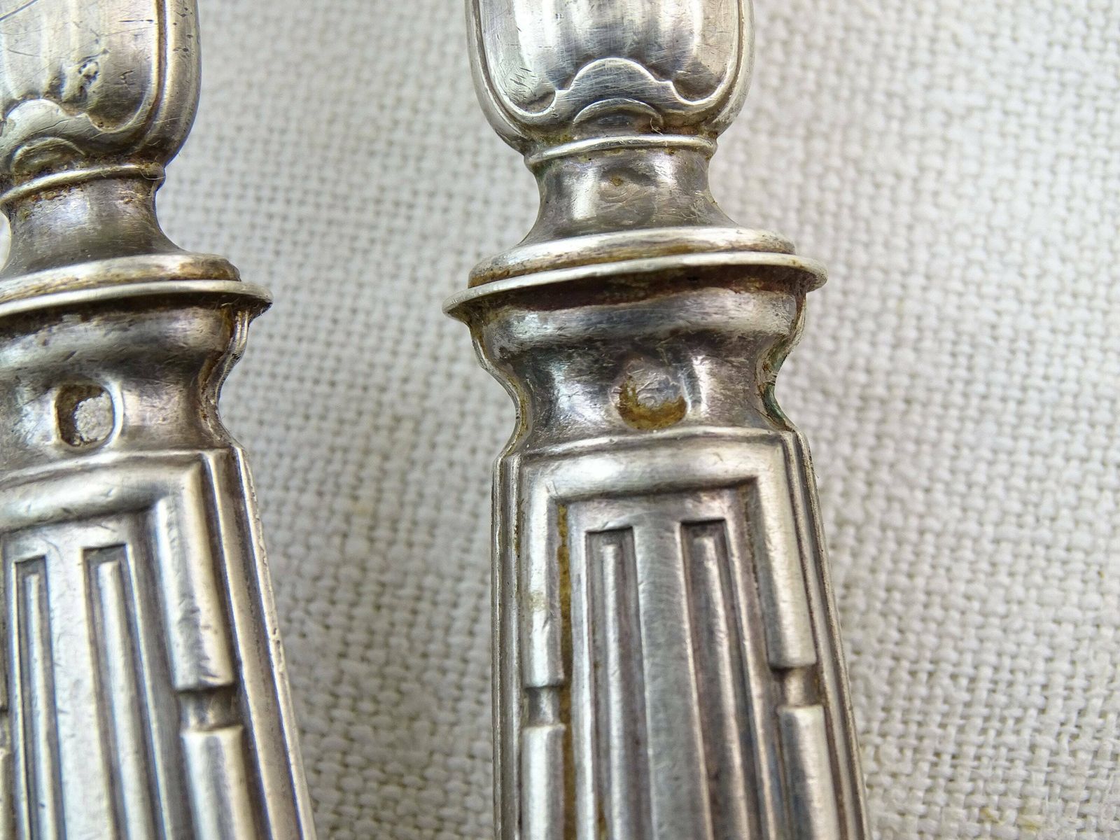 French Antique Boxed Sterling Silver And Horn Salad Serving Spoon And Fork Set By Luber & Cie Hallmarked, Victorian Flatware From France photo vinterior