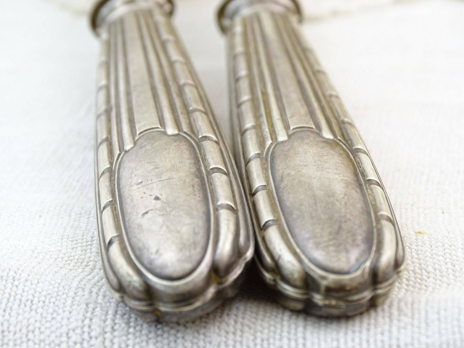 French Antique Boxed Sterling Silver And Horn Salad Serving Spoon And Fork Set By Luber & Cie Hallmarked, Victorian Flatware From France photo buy