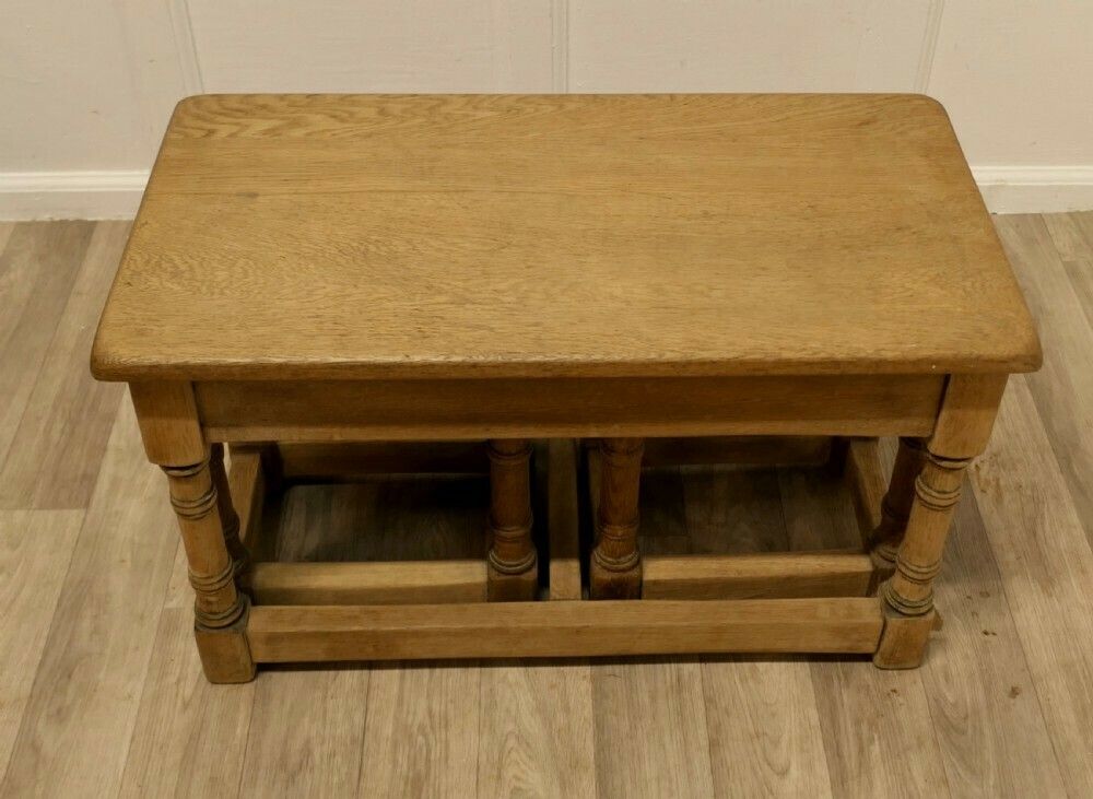 Stylish Arts And Crafts Nest Of Oak Tables photo furniture