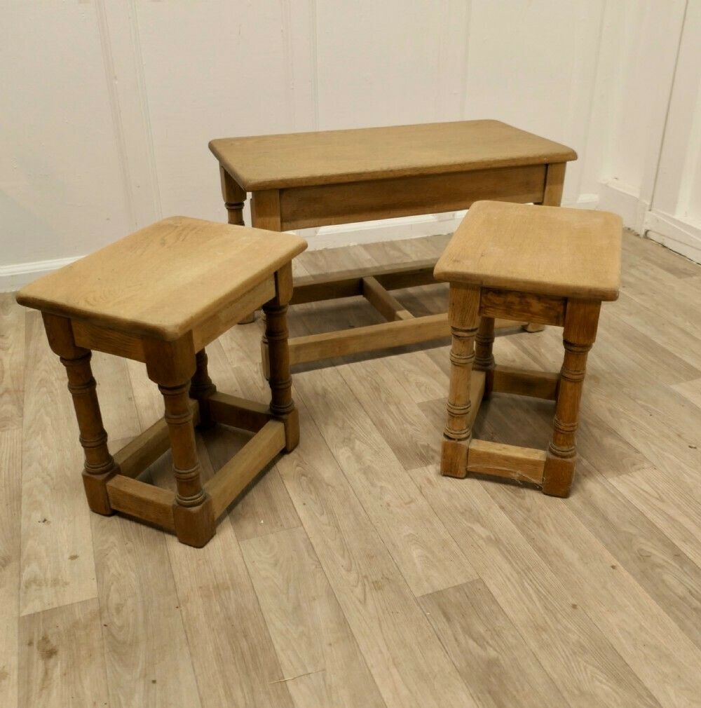 Stylish Arts And Crafts Nest Of Oak Tables photo Furniture