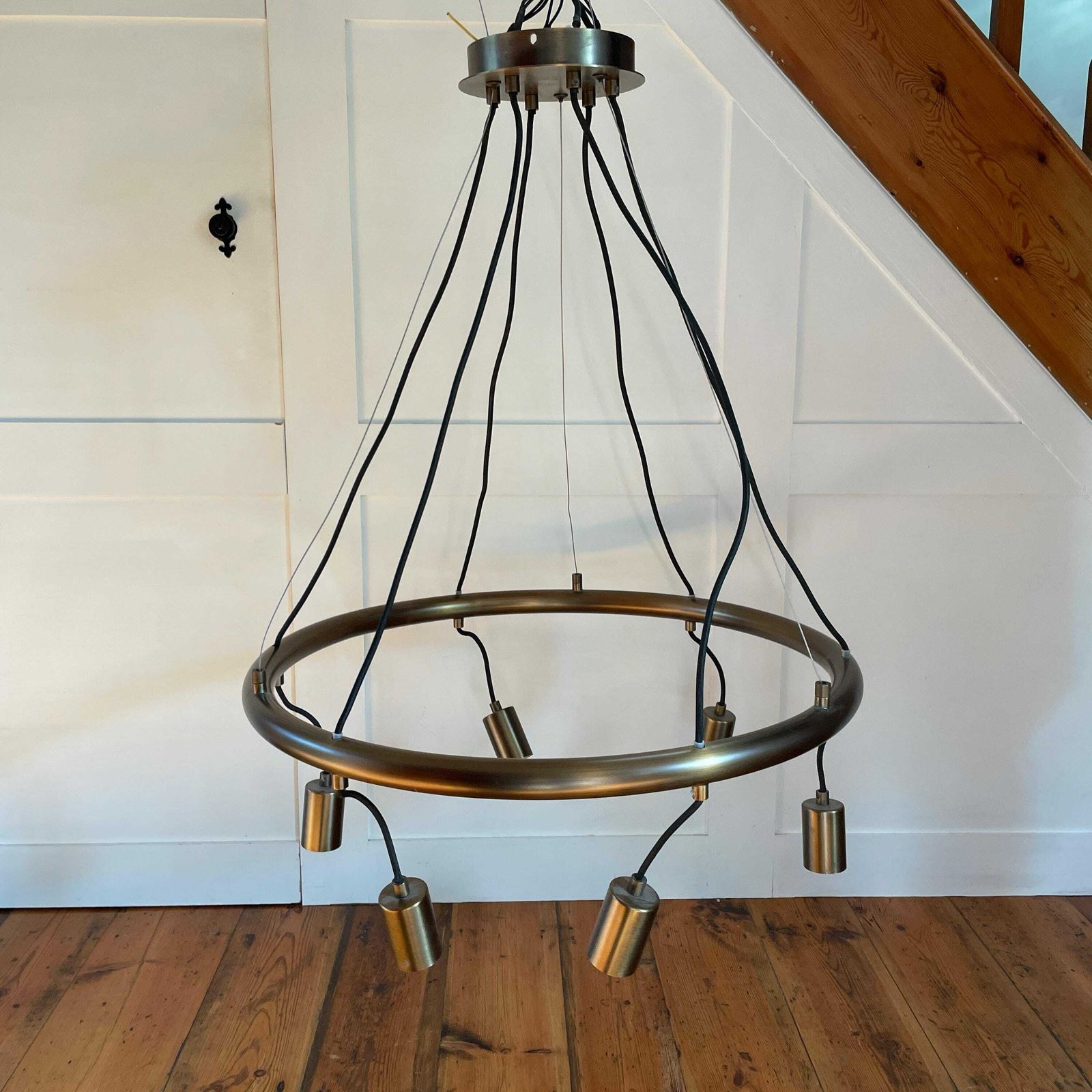 Soho Home Ceiling Light Brass Metal Hanging Large Chandelier Groot Rrp 1500 Round Gold Black Pendent Statement 6 Lights Wire Suspended photo furniture