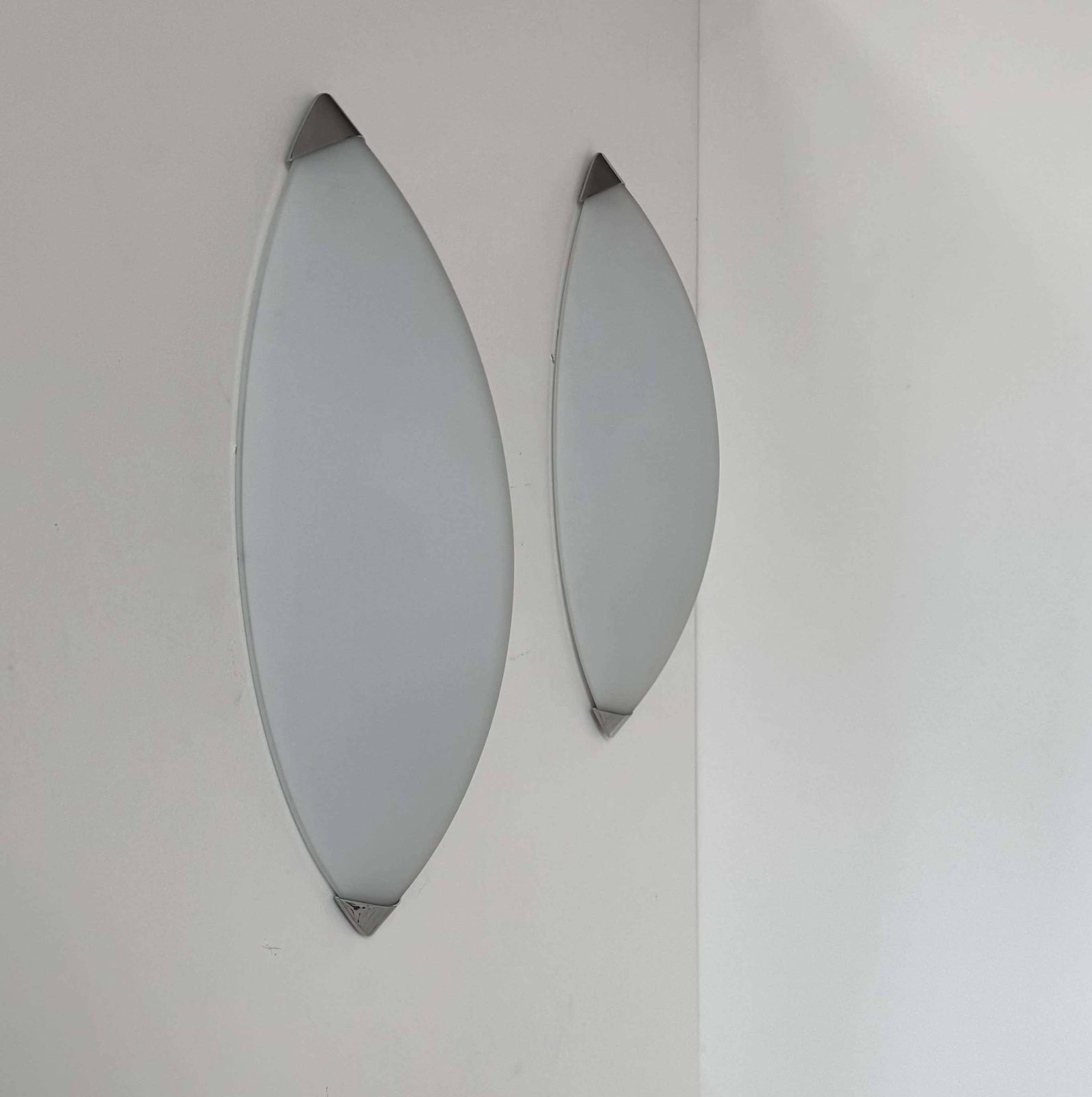 Pair Of Vintage Wall Lights, Chrome And Sandblasted Glass, Italy 1980. photo 332.0