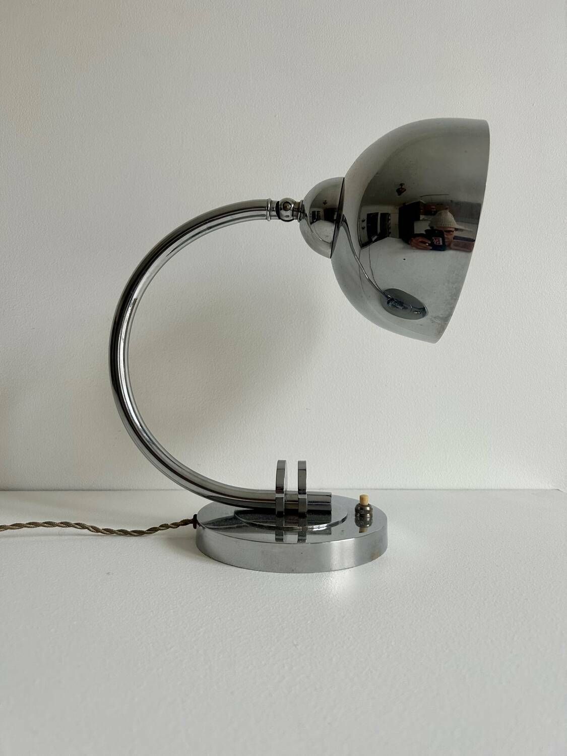 photo furniture Vintage Table Lamp, Modernist Chrome Metal, France 1930