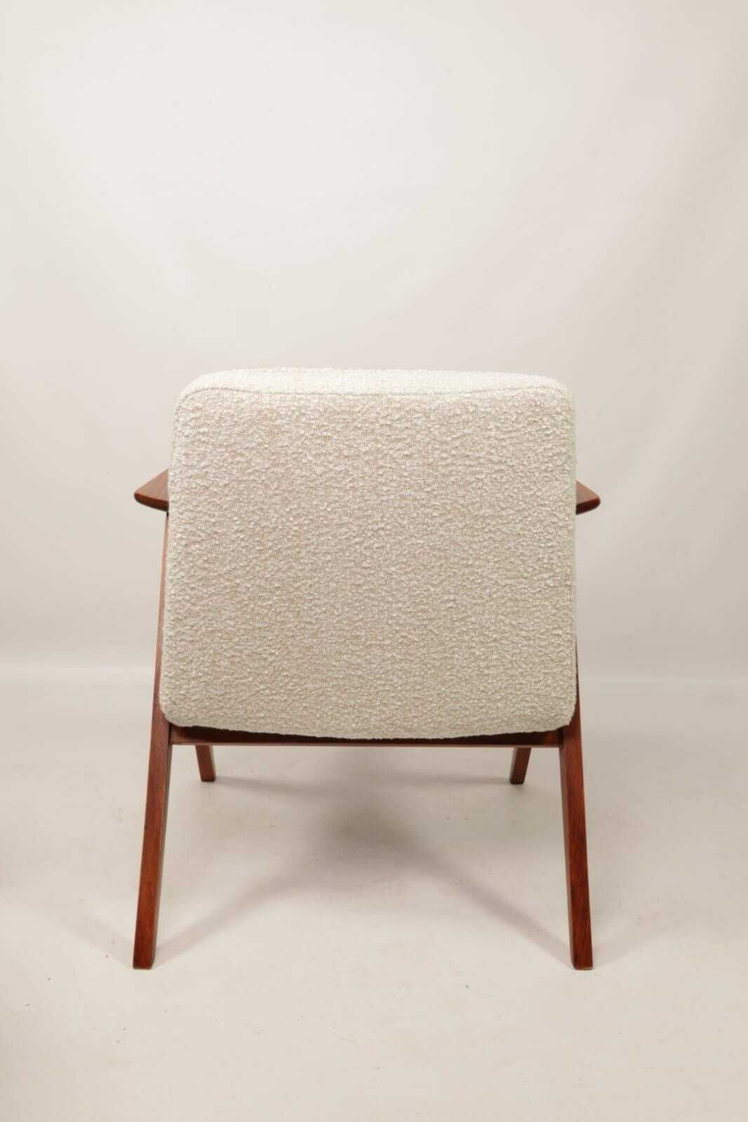 Bouclè Armchair By J. Chierowski, 1960 Poland, Wooden Armchair Scandinavian Design photo vinterior