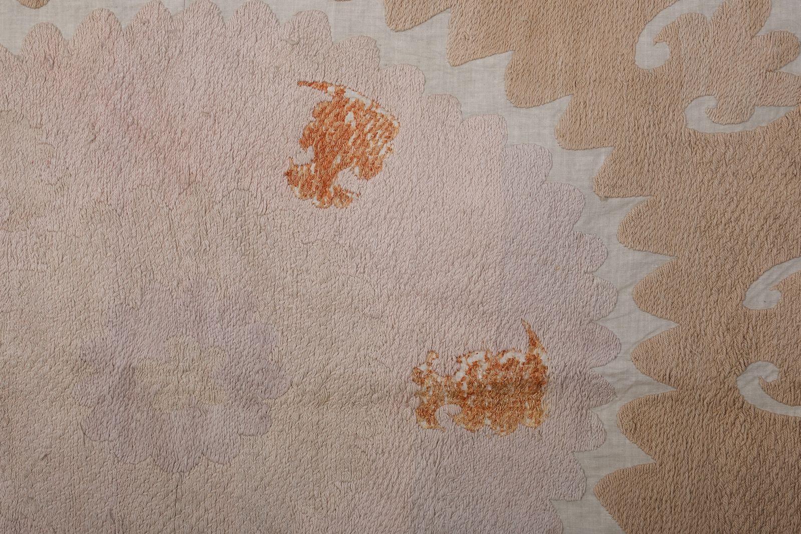 Vintage Bukhara Suzani Throw   Pink And Tan Bohemian Wall Decor   Ethnic Textile 4'10'' X 5'5'' photo furniture