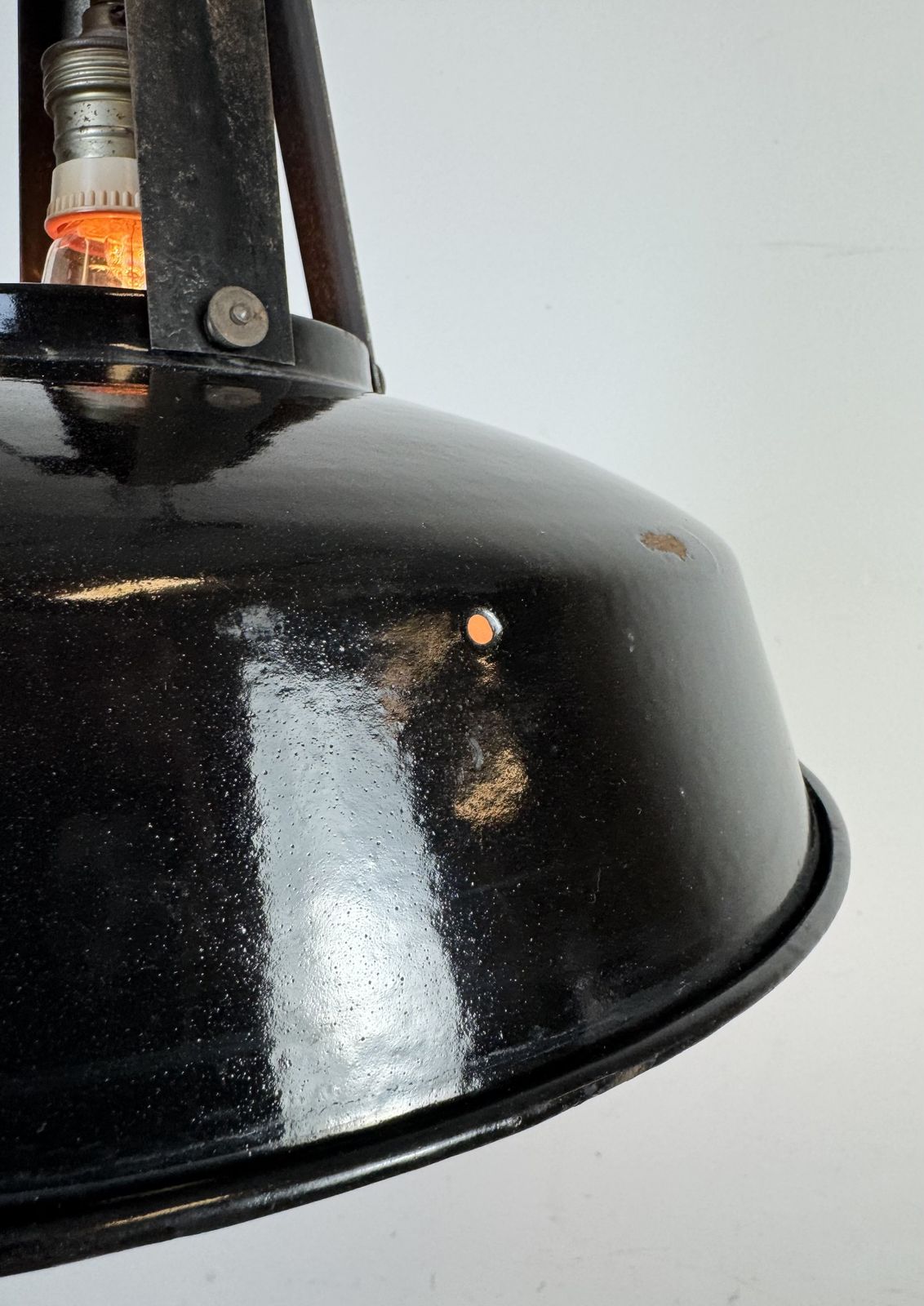 Industrial French Black Enamel Pendant Lamp From Mazda, 1960s photo 219.0