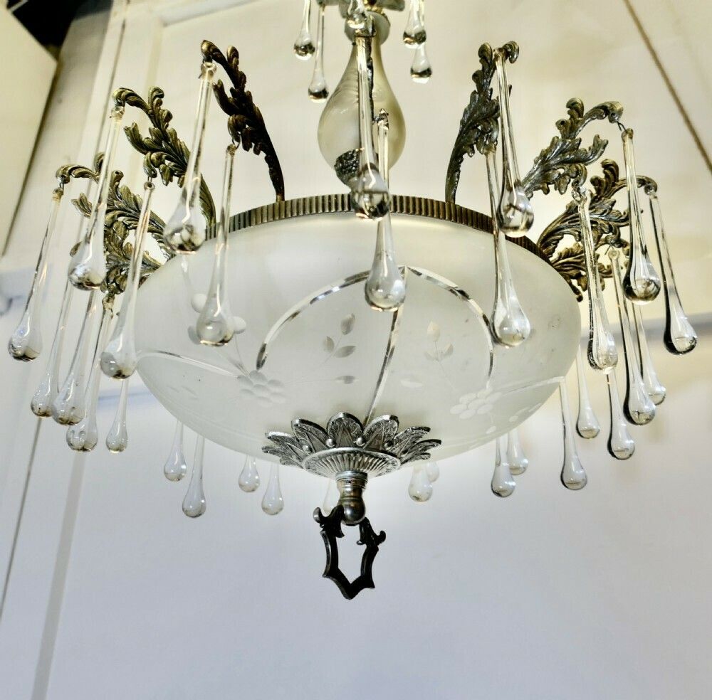 Magnificent Crystal Arts And Crafts Bowl Chandelier photo Lighting