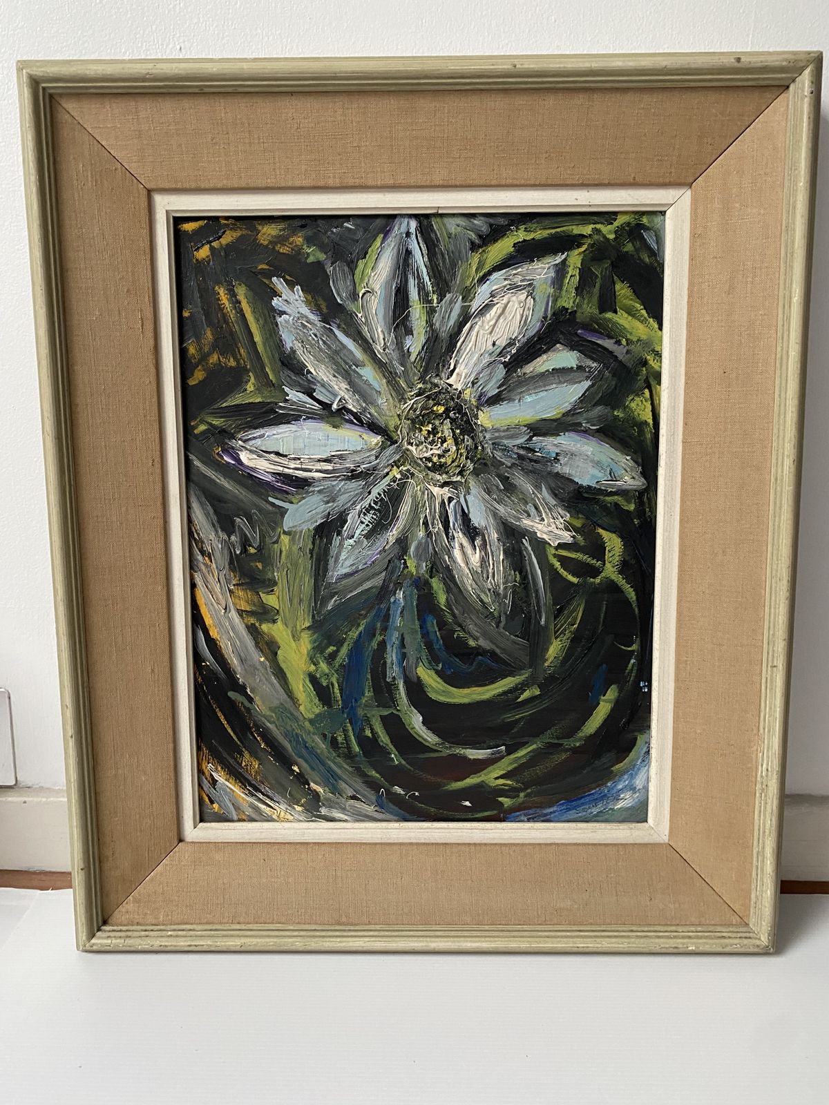 Mid Century Oil Painting Large Flower Signed Souster photo for sale