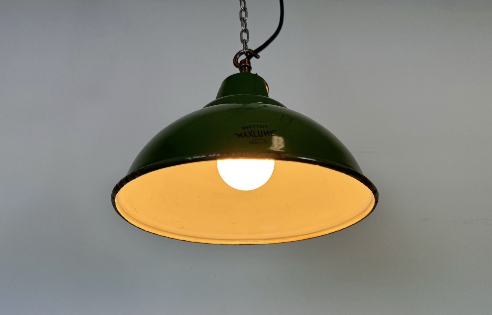 Industrial Green Enamel Factory Pendant Lamp From Maxlume, 1960s photo 199.0