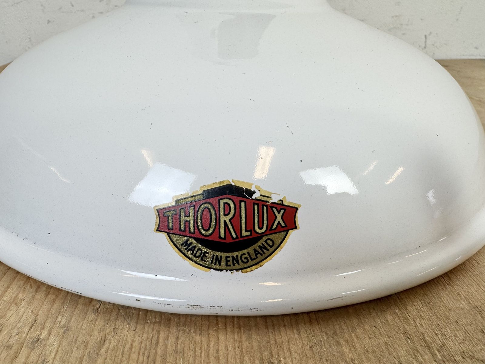 Industrial White Enamel Factory Pendant Lamp From Thorlux, 1960s photo vinterior