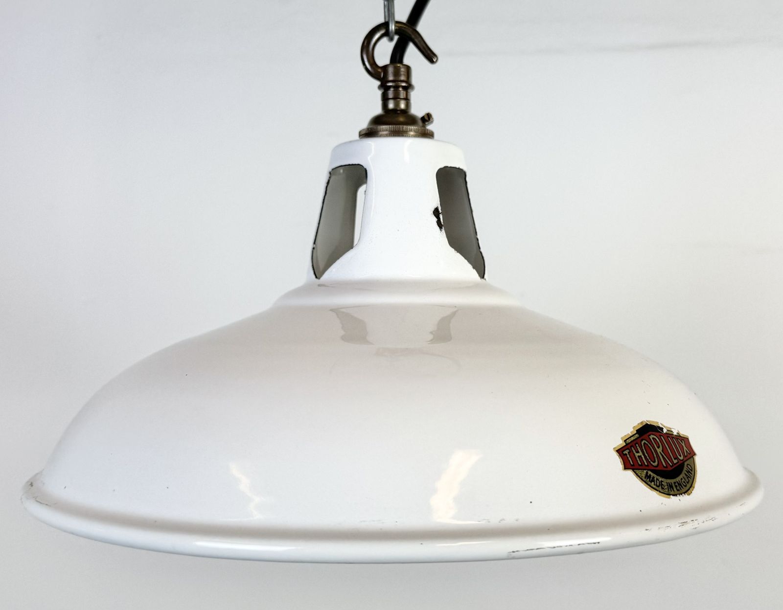 Industrial White Enamel Factory Pendant Lamp From Thorlux, 1960s photo buy