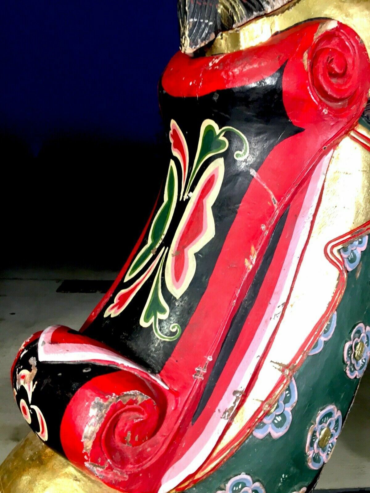 Antique Edwardian Period Solid Wood Fairground Carousel Ride Horse C.1900 Large photo vintage
